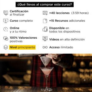 Promesa del curso de Coctelería Clásica Online